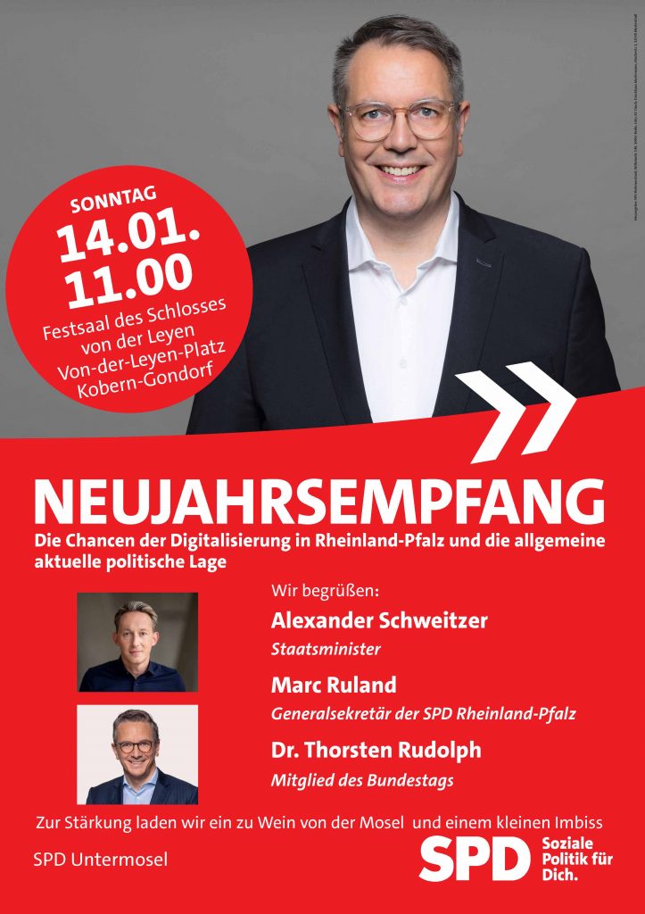 Plakat Neujahrsempfang der SPD Untermosel am 14.01.2024