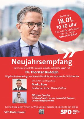 Plakat zum Neujahrsempfang der SPD Untermosel
